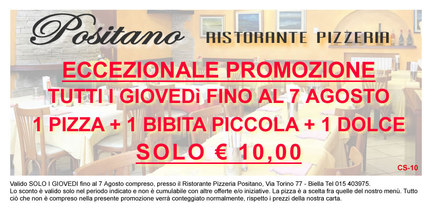 CG-07 Promozione 1 Pizza + 1 Bibita + 1 Dolce SOLO 10 euro