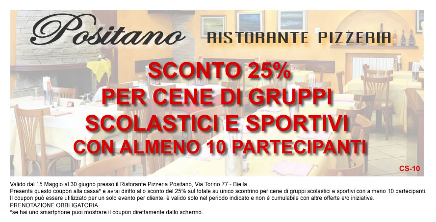 Ristorante Pizzeria Positano - Buono sconto cene